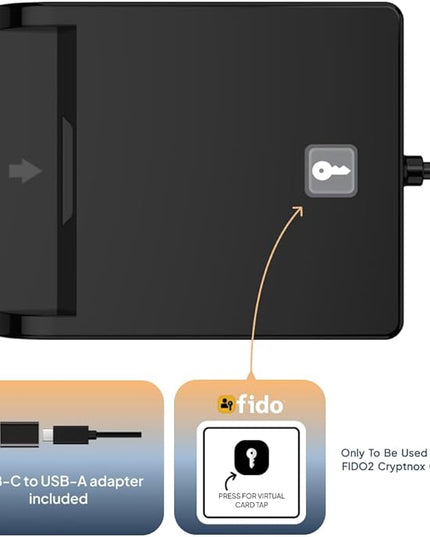 Contact Smart Card CAC Reader USB C & A, DOD Military USB Common Access CAC Reader Military, Compatible with Windows, Mac OS, Linux, CCID ISO7816, Rohs, CE Certified