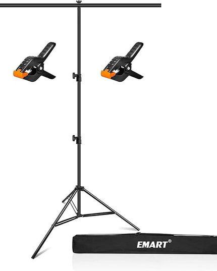 EMART 3x6.5ft Portable T-Shape Backdrop Stand with Adjustable Green Screen Photo Background Holder for Photography, Photoshoots, Parties, and Zoom
