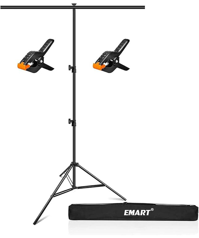 EMART 3x6.5ft Portable T-Shape Backdrop Stand with Adjustable Green Screen Photo Background Holder for Photography, Photoshoots, Parties, and Zoom