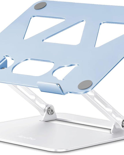 Adjustable Laptop Stand for Desk,Portable Laptop Stand Holder and Riser,Foldable Aluminum Notebook Computer Stands for MacBook Air Pro HP Lenovo Dell Samsung, 10-15.6 inch (Sky Blue-Silver)