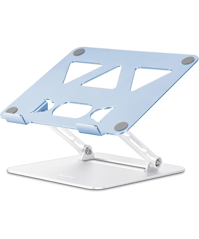 Adjustable Laptop Stand for Desk,Portable Laptop Stand Holder and Riser,Foldable Aluminum Notebook Computer Stands for MacBook Air Pro HP Lenovo Dell Samsung, 10-15.6 inch (Sky Blue-Silver)