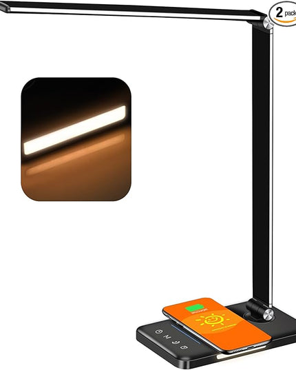 AFROG 8-in-1 4th Gen Multifunctional LED Desk Lamp with 10W Fast Wireless Charger,USB Charging Port,1200Lux Super Bright,5 Lighting Mode,7 Brightness，40 Min Timer,Night Light Function,5000K