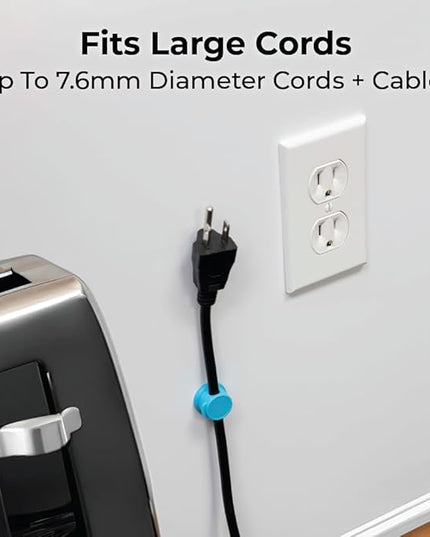 BLACK+DECKER Magnetic Cord Organizer Holder, 6 Pack Magnetic Cable Clips, Under Desk Cable Management, Strong Adhesive Cord Holder for Nightstand Kitchen Appliances Car Wall Office, Phone Wire Keeper