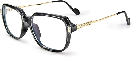 VISOONE Oversized Blue Light Blocking Glasses with Chic Square TR90 Frame and Metal Temple for Women Men REMY