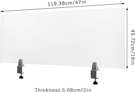 4-Pack Frosted Acrylic Desk Dividers, 47"L Clamp-On Privacy Panels for Office School, Soundproof Partition Shields with C-Clamps Foam Pads