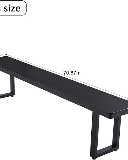 Black Bench Wooden Bench with Metal Legs Suitable for Dining Room Living Room Office Conference Room Indoor Stool Multiple (70.87in)