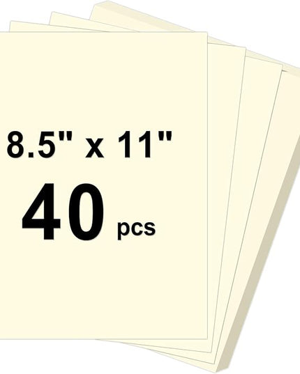 40 Sheets Cardstock 8.5x11, 65lb Cream Card Stock, Construction Paper, 180gsm Thick Printer Paper for Printing, Painting, Card Making, Kids School Supplies,Party Decorations