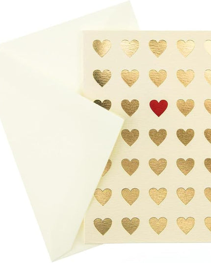 Graphique Lots of Love La Petite Presse Boxed Notecards - 10 Embossed and Embellished Gold Foil Heart Blank Cards with Matching Envelopes, 3.25 x 4.75" (L1315CB)