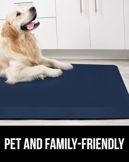 GORILLA GRIP Comfortable Cushioned Kitchen Mats for Floor, 39x20, Waterproof and Stain Resistant Soft Top, 3/4 Inch Thick Ergonomic Standing Desk Anti Fatigue Mat, Foam Supports Ankles and Feet, Navy