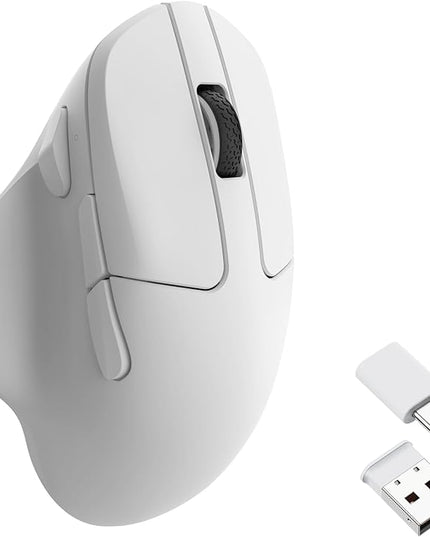 Keychron M7 Wireless Computer Mouse, 26K DPI Optical Computer Mouse, 2.4 GHz/Bluetooth/Wired with Macro Button 63g Lightweight Ergonomic, Up to 70 Hours Worktime for Laptop macOS/Windows - White
