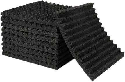 24 Pack Acoustic Panels Soundproof Studio Foam for Walls Sound Absorbing Panels Sound Insulation Panels Wedge for Home Studio Ceiling, 1" X 12" X 12" (Black)