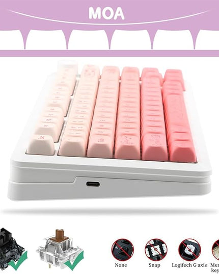 134Keys PBT Keycaps MOA Profile Key Cap for Cherry Gateron MX Switches Mechanical Keyboards Key caps (Butterfly Powder)