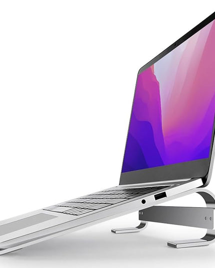 MMOBIEL Laptop Stand - Riser 10 to 18 inches - Ventilated Holder Universal - Laptop Stand for Desk Compatible with MacBook, Notebook, ASUS and More - Incl. Tools - Aluminum