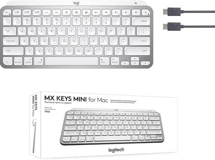 Logitech MX Keys Mini for Mac Minimalist Wireless Keyboard, Compact, Bluetooth, Backlit Keys, USB-C, Tactile Typing, Compatible with MacBook Pro,MacBook Air,iMac,iPad - Pale Grey