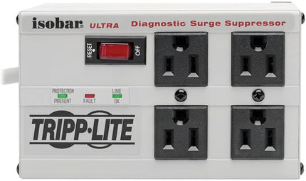 Tripp Lite ISOBAR4ULTRA Isobar 4 Outlet Heavy Duty Power Strip Surge Protector, 3330 Joules, 6ft Cord, Flat Plug, Metal Power Strip, Industrial Garage Work Shop Bench, Under Desk and Wall Mountable