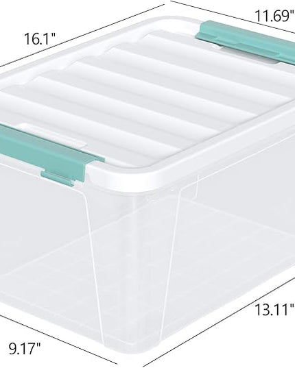 20 Quart Clear Storage Box, Plastic Latching Bins with Lids, 4 Pack