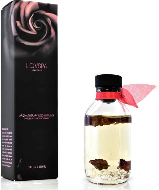 LOVSPA Reed Diffuser Set, Velvet Rose Scented Oil Diffuser with Sticks, Home Fragrance Accessories for Bathroom Shelf Decor, Aroma Diffusers for Home or Office Desk, USA Made