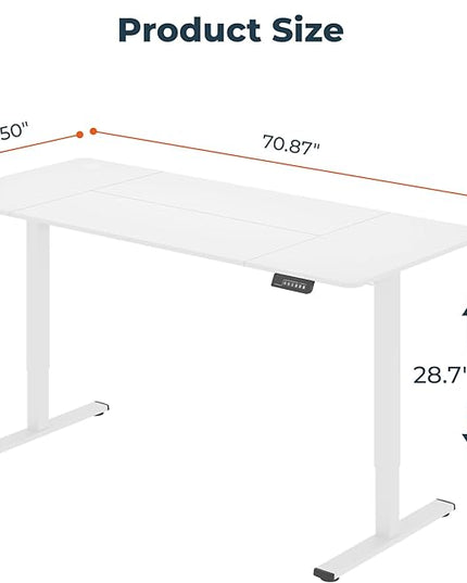 Standing Desk, Large 71x31 Inches Height Adjustable Stand Up Desk with Cable Management, Home Office Computer Desk with Memory Preset with Charging USB Port & Sedentary Reminder