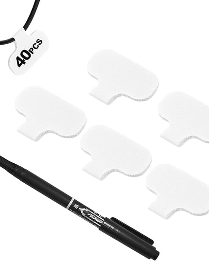 40 Pack Cable Labels Tags, White Write On Wire Cord Tags and Charger Labels Waterproof for Cable Management and Identification Electronics (Oval)