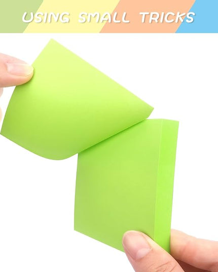 Sticky Notes 3x3 Self-Stick Notes Pads with 6 Bright Colors, Easy to Post for Office, School, Home, 6 Pads/Pack, 100 Sheets/Pad(Green)