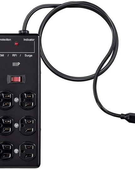 Monoprice Metal Surge Protector Heavy Duty Power Box - 6 Outlet - Black with 6 Feet Cord/Cable, 540 Joules, UL Certfied