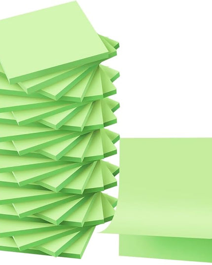 (24 Pads) Sticky Notes 3x3 inch, Self-Stick Pads Bright Colors Sticky Note, Recyclable, Easy to Post for Home, Office, Notebook (Light Green)