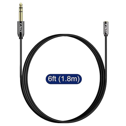 J&D 1/4 inch to 3.5mm Headphone Adapter, Gold Plated 3.5mm 1/8 inch Female TRS to 6.35mm 1/4 inch Male TRS Stereo Audio Cable for Guitar Amp, Amplifiers,Headphones Extension Cable, 6 Feet