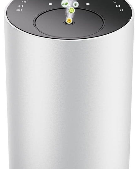 Essential Oil Diffuser with 3 Spray Modes, Battery Operated, LED Timing Display, Aromatherapy Diffuser, 1/4/8-Hour Timer, 10ml Oil Bottle, and 3 Mist Settings for Home, Car (New Silver)