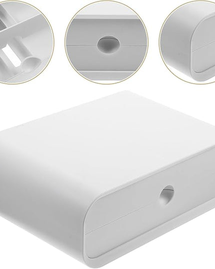 Acrylic Monitor Stand Riser with Drawer Desktop Storage Rack Computer Height Organizer for Office Desk Laptop Raise Rack White Sealed Design