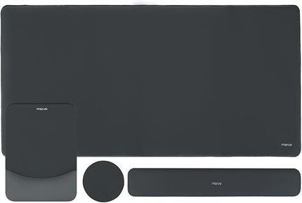 MOSISO Keyboard Mouse Pad Set, Large Gaming Mouse Pad&Rectangular Keyboard Wrist Rest&Mousepad with Wrist Rest&Coaster, Ergonomic Non-Slip&Easy Typing Pad with Curved Silicone Lining, Slate Gray
