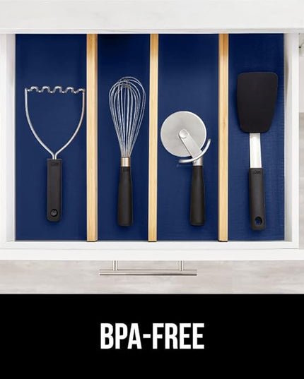 GORILLA GRIP Slip Resistant Drawer and Shelf Liner 2 Pack, Non Adhesive Water Resistant, Easy Clean and Trim, Smooth Surface Liners for Kitchen Cabinet, Shelves, Drawers, Pantry, 20 in x 20 FT, Navy
