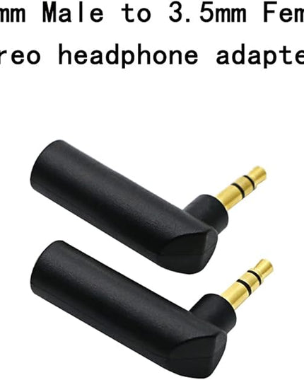 rgzhihuifz 3.5mm Angle Male to Female Audio Adapter, 90 Degree Right Angle Gold-Plated TRS Stereo Jack Plug AUX Connector Compatible with Headset, Tablets, MP3 Players, Speakers(2 Pack)