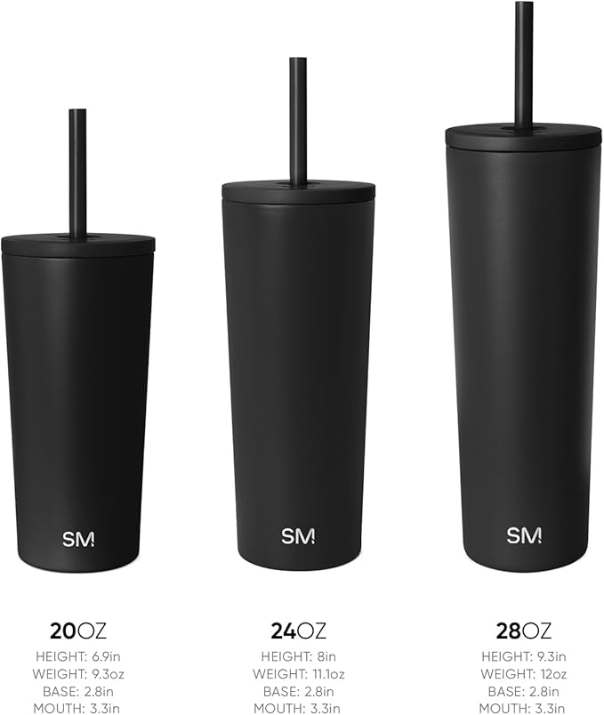 Simple Modern Insulated Tumbler with Lid and Straw | Iced Coffee Cup Reusable Stainless Steel Water Bottle Travel Mug | Gifts for Women Men Her Him | Classic Collection | 24oz | Blush