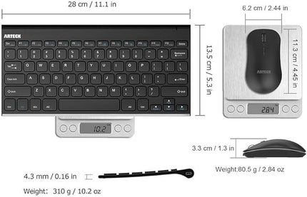 Arteck 2.4G Wireless Keyboard and Mouse Combo Ultra Compact Slim Stainless Full Size Keyboard and Ergonomic Mouse for Computer/Desktop/PC/Laptop and Windows 10/8/7 Build in Rechargeable Battery