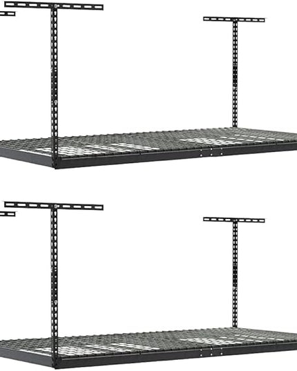 2-Pack 4 x 8 MonsterRax Overhead Garage Storage Rack, Ceiling Racks for Garage, Organization Shelving, Adjustable Hanging Shelf, Grey, 24"-45" Height Adjustment
