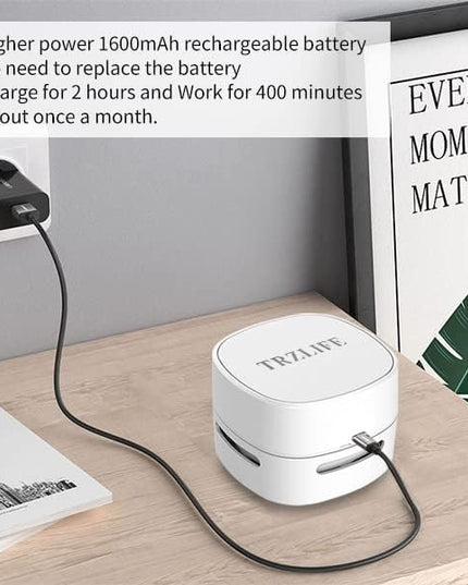 TRZLIFE Desk Vacuum Cleaner, Rechargeable and Durable Mini Desktop Vacuum with Bonus Accessories Desk Cleaner Sucks Tiny Items and Crumbs from Desktop Drawer Countertop Ideal as a Valentine's Day gift