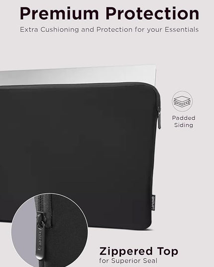 Lenovo Basic Laptop Sleeve 15.6 Inch Notebook/Tablet Compatible with MacBook Air/Pro Neoprene Material - Soft Fleece Lining - Zippered Top Opening - Black
