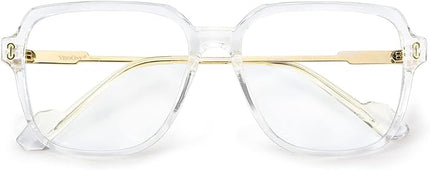 VISOONE 2 Pack Oversized Blue Light Blocking Glasses with Chic Square TR90 Frame and Metal Temple for Women Men REMY