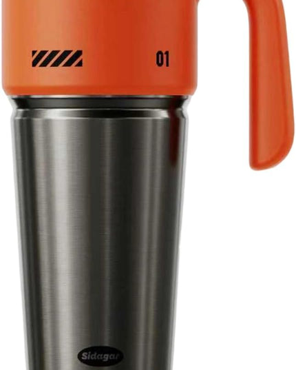 32 oz Stainless Steel Insulated Water Bottle with Handle, Sports Tumbler with Lid and Straw, Push-button Leak-proof Travel Cup, Fits in Car Cup Holder - Dynamic Orange