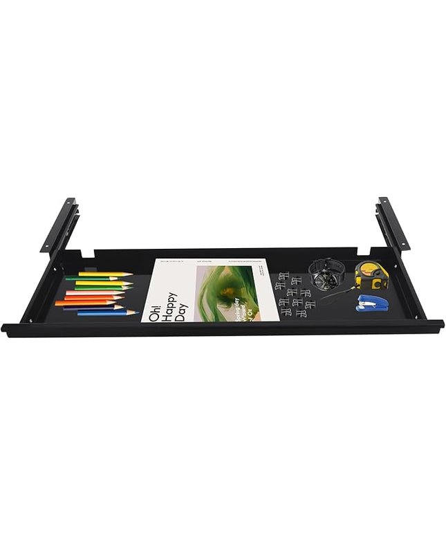 29.1" Under Desk Storage Drawer, Black Sliding Pull-Out Drawer for Sit Stand Workstation