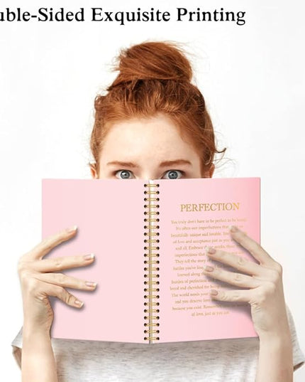 XQLZY Perfection Pink Gold Spiral Self-Affirmation Notebook, Resignation Retirement Promotion Inspirational Gifts for Woman Coworker Boss Friend, Encouragement Friendship Gifts for Sisters BFF