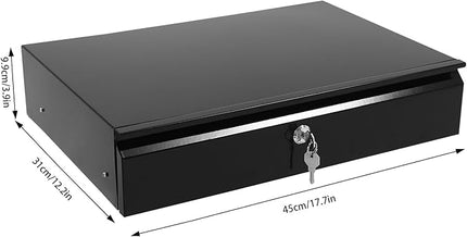 17.7" Under Desk Storage Drawer, Locking Design Black Sliding Pull-Out Drawer for Sit Stand Workstation