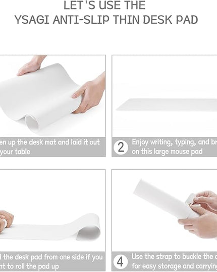YSAGi Non-Slip Leather Desk Pad, Waterproof Laptop Computer Desk Keyboard Mat, Table Protector Blotter Mat, Large Mouse Pad for Office/Work/Home/Decor(White, 23.6" x 13.7")