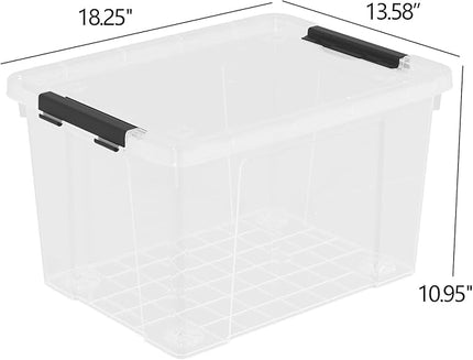 40 Quart Large Plastic Storage Bins with Lids, Clear Storage Tote with Wheels, 4 Packs