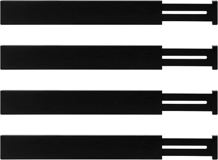 Utoplike 4 pcs Bamboo Kitchen Drawer Dividers Large, Adjustable Black Drawer Organizers, Spring Loaded, Works in Kitchen, Dresser, Bathroom, Bedroom, Drawer, Desk, 2.4" H