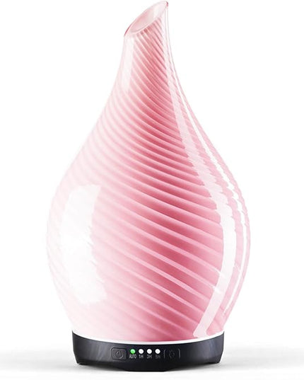 Porseme 280ml Essential Oil Diffuser Glass Color Changing Aroma Air Diffusers Aromatherapy Ultrasonic Cool Mist Humidifier 7 Running Hours Waterless Auto-Off for Sleeping, Yoga, Spa (Pure Pink)