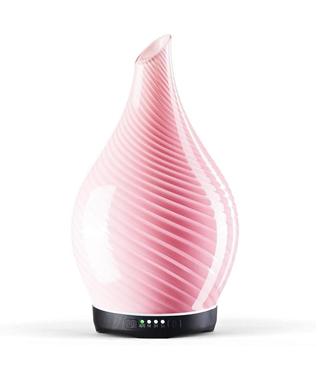 Porseme 280ml Essential Oil Diffuser Glass Color Changing Aroma Air Diffusers Aromatherapy Ultrasonic Cool Mist Humidifier 7 Running Hours Waterless Auto-Off for Sleeping, Yoga, Spa (Pure Pink)