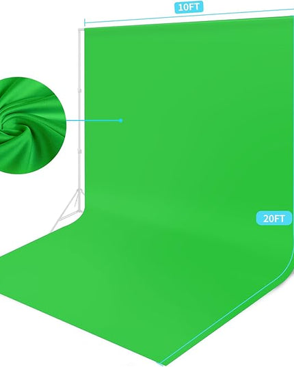 Green Backdrop - 10 x 20 ft, Green Screen for Photography & Video Recording, High Density Polyester Fabric