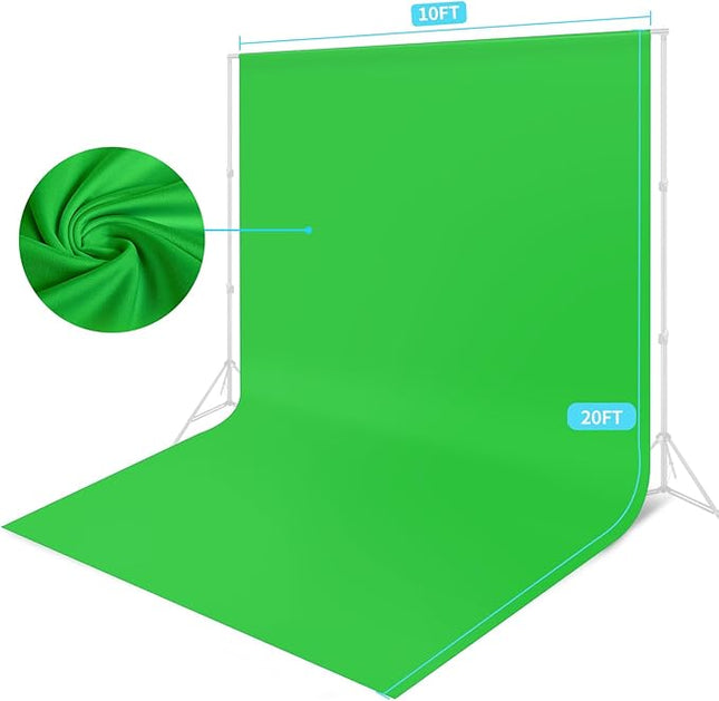 Green Backdrop - 10 x 20 ft, Green Screen for Photography & Video Recording, High Density Polyester Fabric