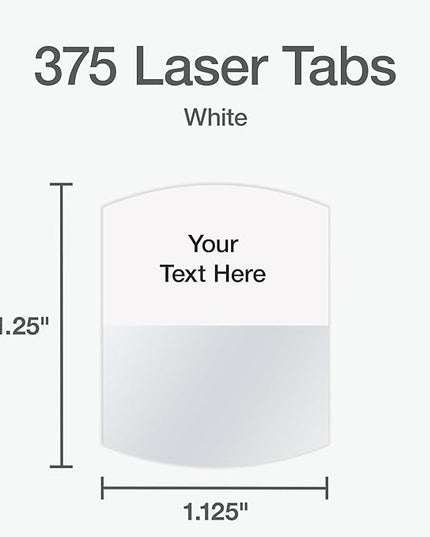 Redi-Tag Laser Index Tabs, Divider Tabs, Permanent Adhesive Index Labels, Customizable Divider Labels, Divider Labels for School, Home and Office, 1-1/8" x 1-1/4", White, 375 Tabs, (B39017)